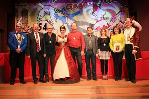 Ehrengäste & Sponsoren zum 5. Galaabend, v.l.n.r. Mario Kalide, Helmut Schmidt, Dietmar Marschall, Prinzessin Sabine II, Rene Pechmann, Andreas Balnuweit, Mona Meinhold, ?, Prinz Michael II