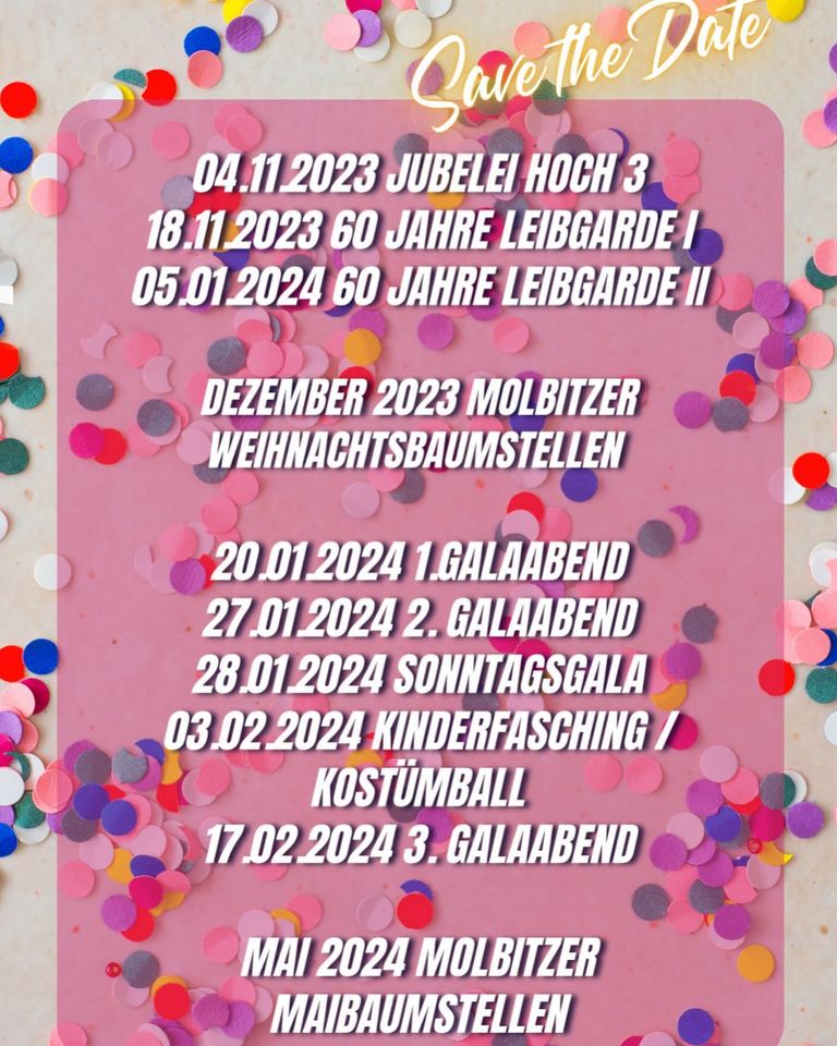 Termine zum 63. Molbitzer Karneval